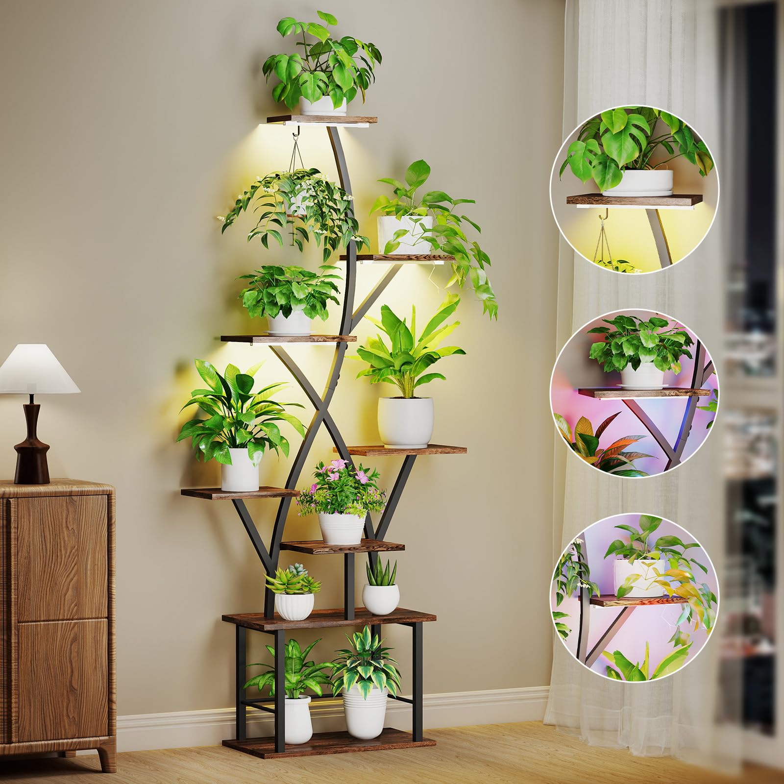 Quikraen front view fully stocked with plants and balanced lighting benefit display