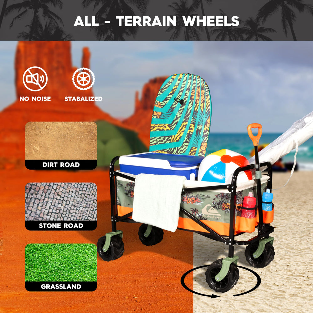 Quiksilver wagon folded flat for compact storage and easy transport benefit