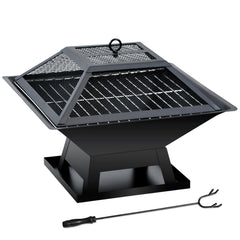 Quilushey front view of square fire pit showing compact design and stability