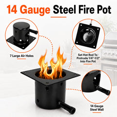 QuliMetal burn pot top displaying seven airflow holes for even combustion