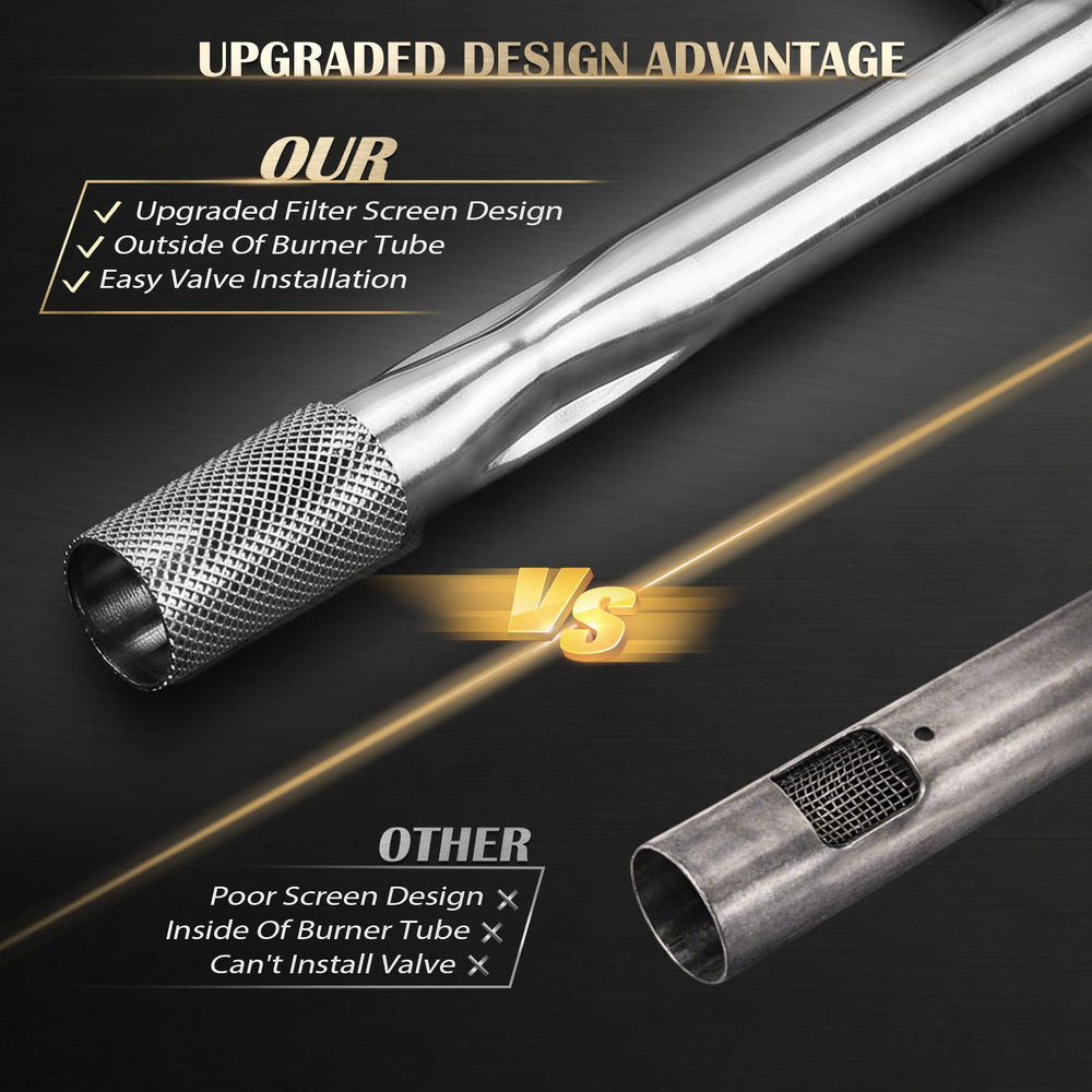 QuliMetal burner length measurement showing correct 20.5 inch fit