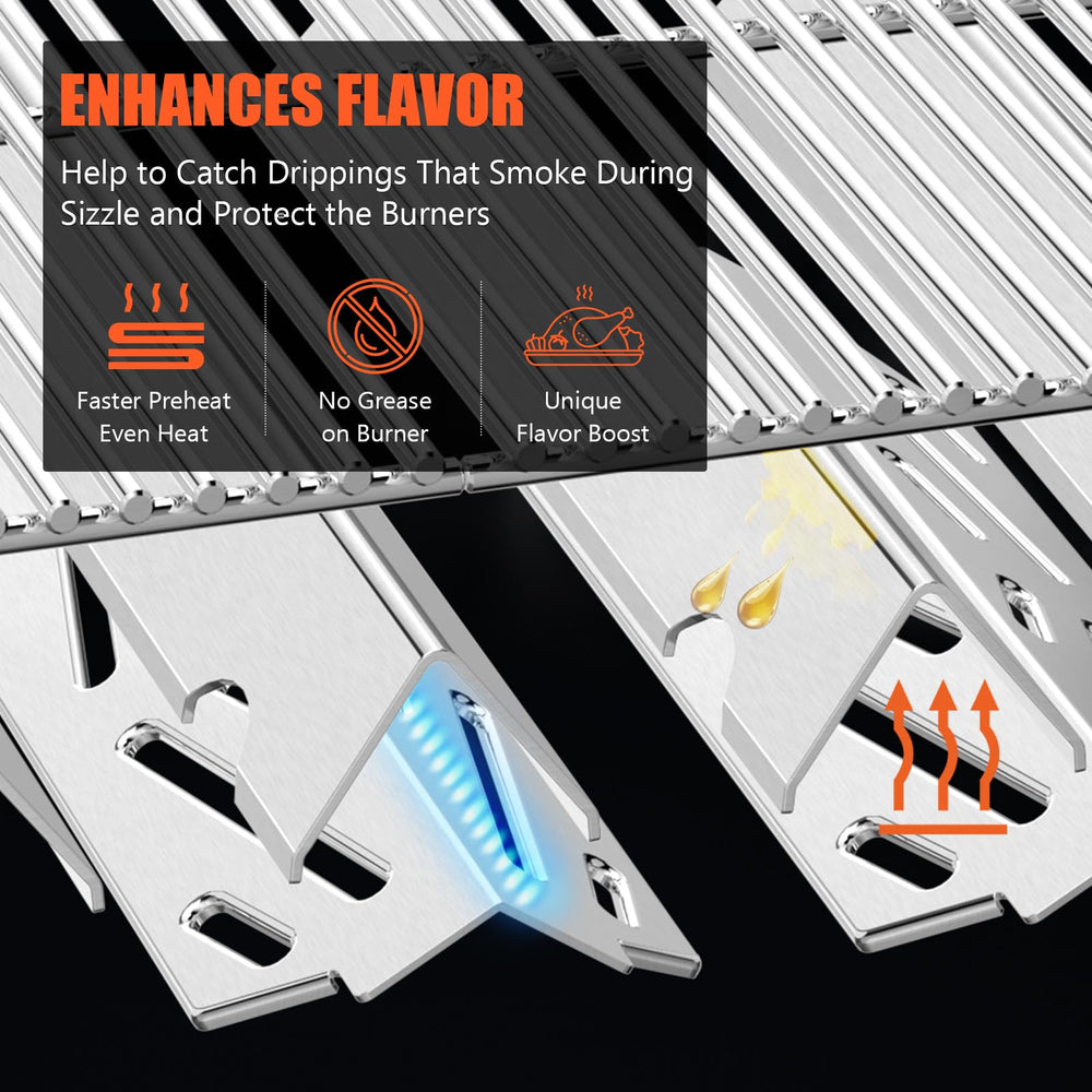 QuliMetal flavorizer bar in action with smoke showing vaporized drippings for flavor