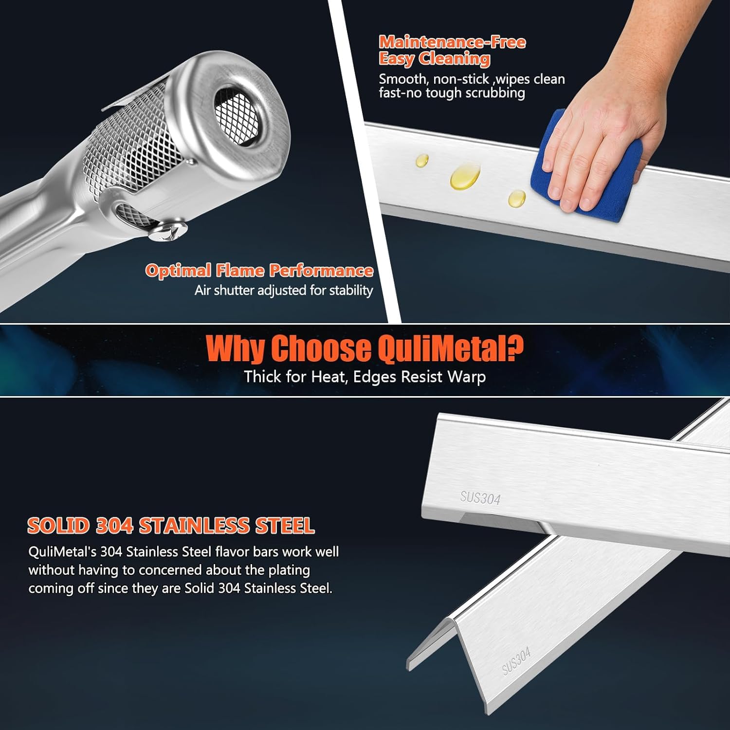 QuliMetal cinco flavorizer bars 15.3" protegen quemadores y sabor