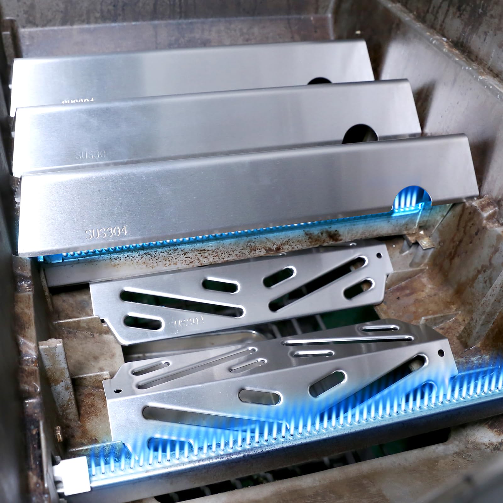 QuliMetal flavorizer bars beside ruler showing exact 17 1/8 inch length for compatibility