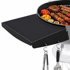 QuliMetal front view shelf attached to Weber 22" showing extra workspace