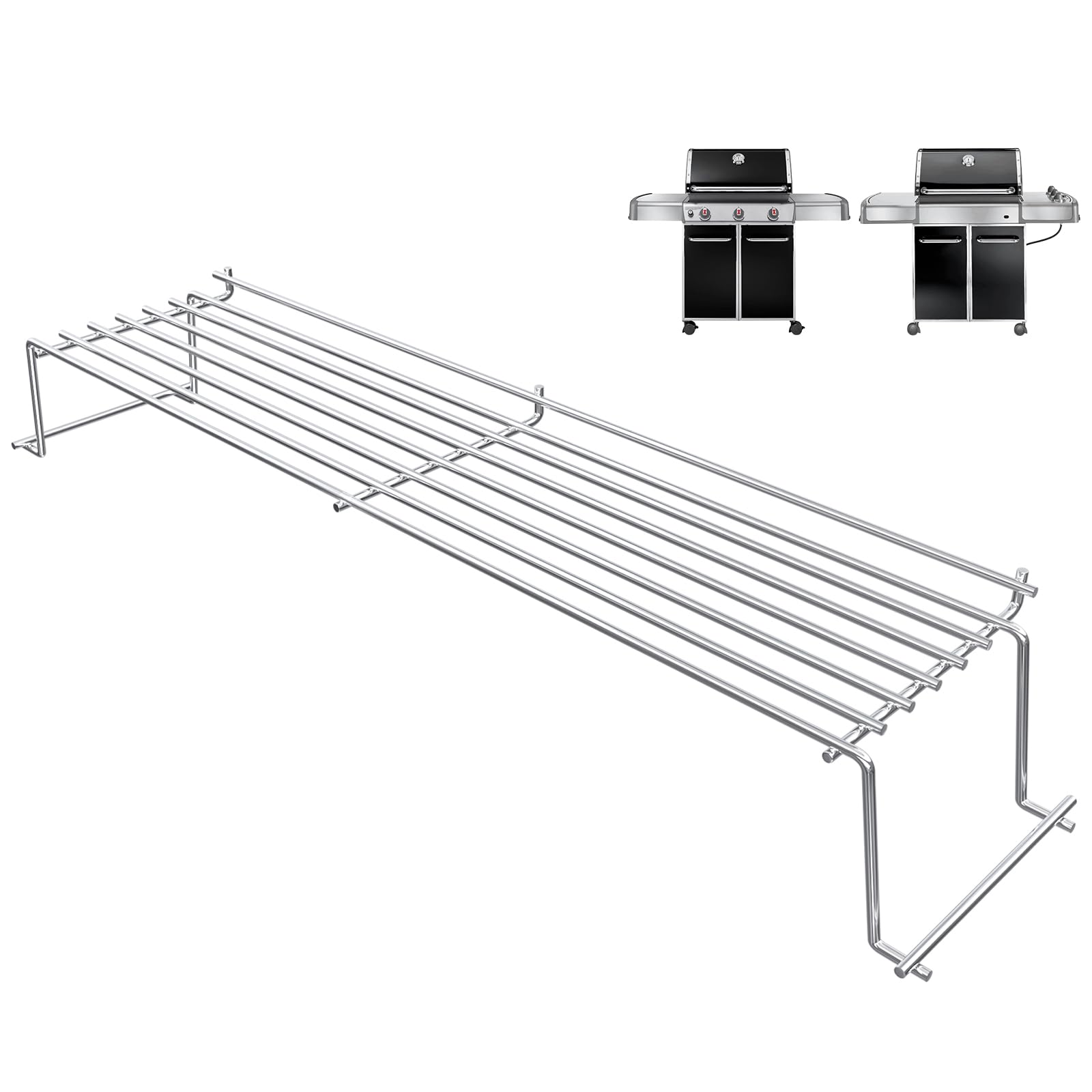 QuliMetal front view warming rack showing custom fit and added grill surface benefit