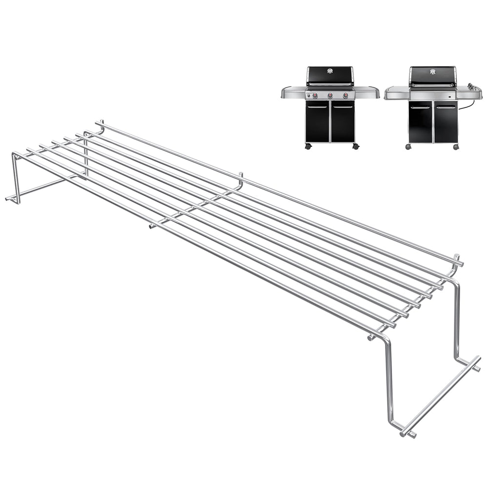 QuliMetal front view warming rack showing custom fit and added grill surface benefit