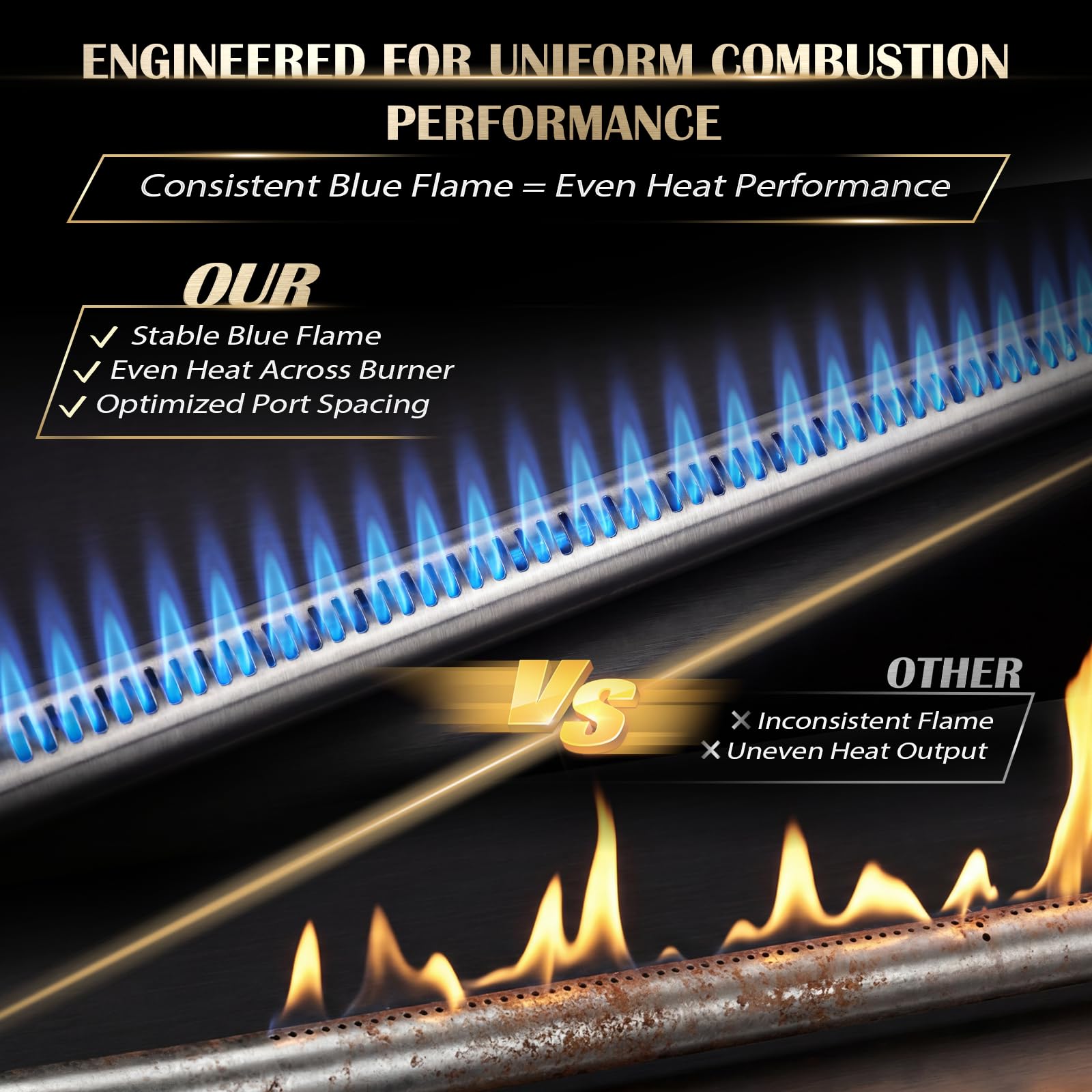 QuliMetal burners installed in a Genesis grill demonstrating restored even heat distribution
