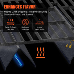 QuliMetal bars installed in a Weber Spirit grill protecting burners and improving heat distribution