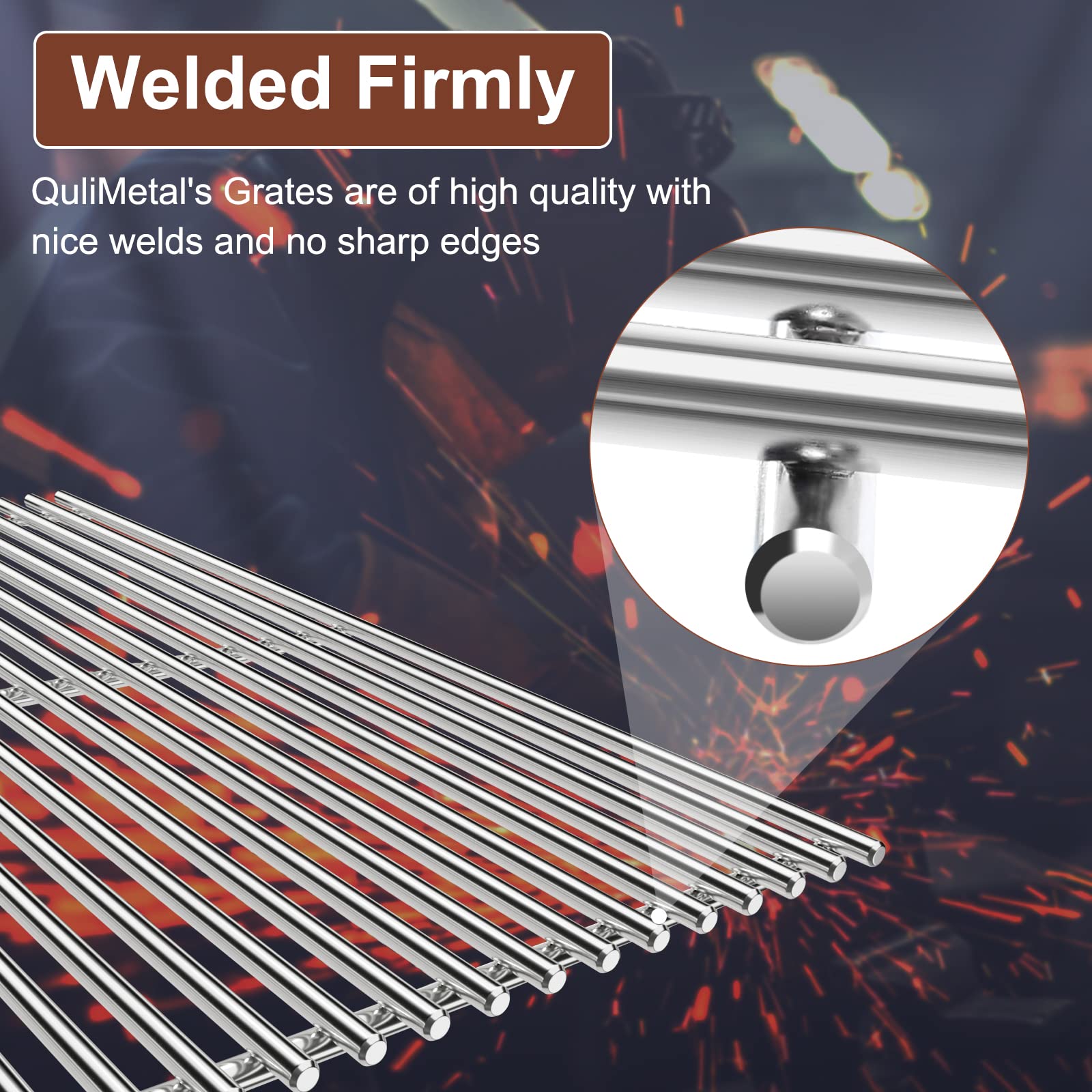 QuliMetal grates next to a ruler showing exact 18.75 by 13.25 inch dimensions