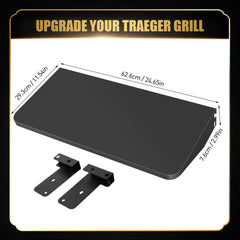 QuliMetal shelf folded flat against grill for compact storage