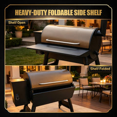 QuliMetal shelf holding plates and tools as a convenient prep surface