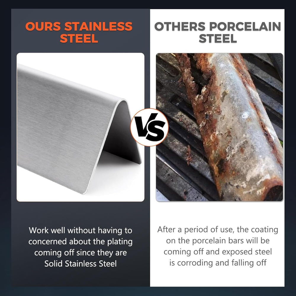 QuliMetal bar next to grill grate for scale, demonstrating full coverage and correct fit