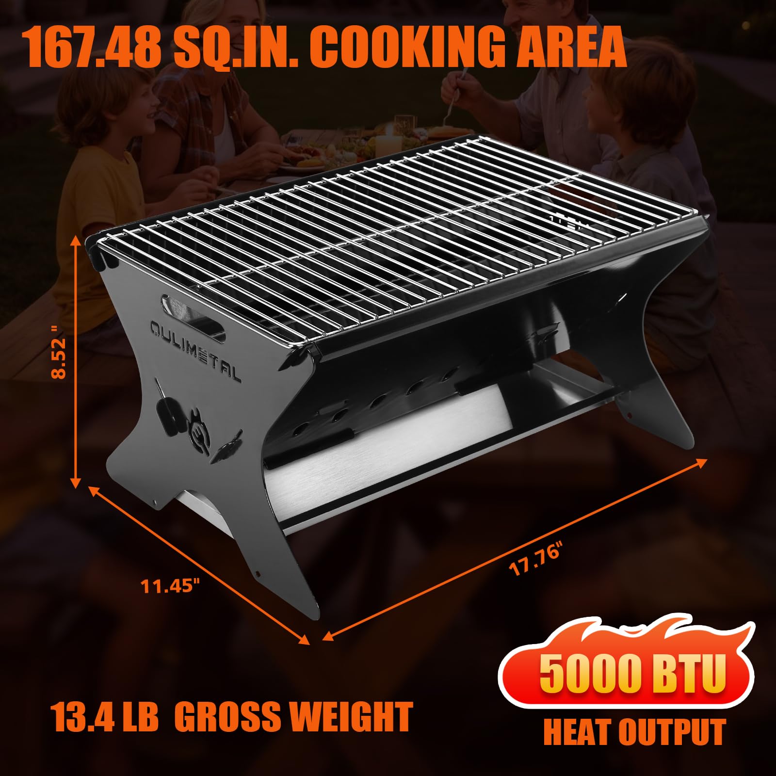 QuliMetal stainless-steel cooking grate close-up highlighting rust resistance