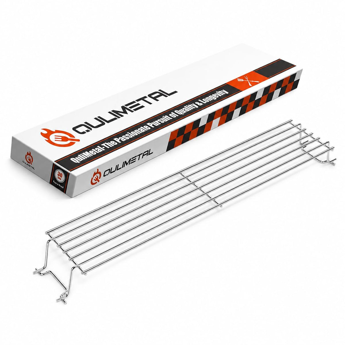 QuliMetal front view warming rack showing fit and elevated shelf benefit
