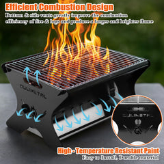 QuliMetal firepit burning wood creating warm campfire atmosphere
