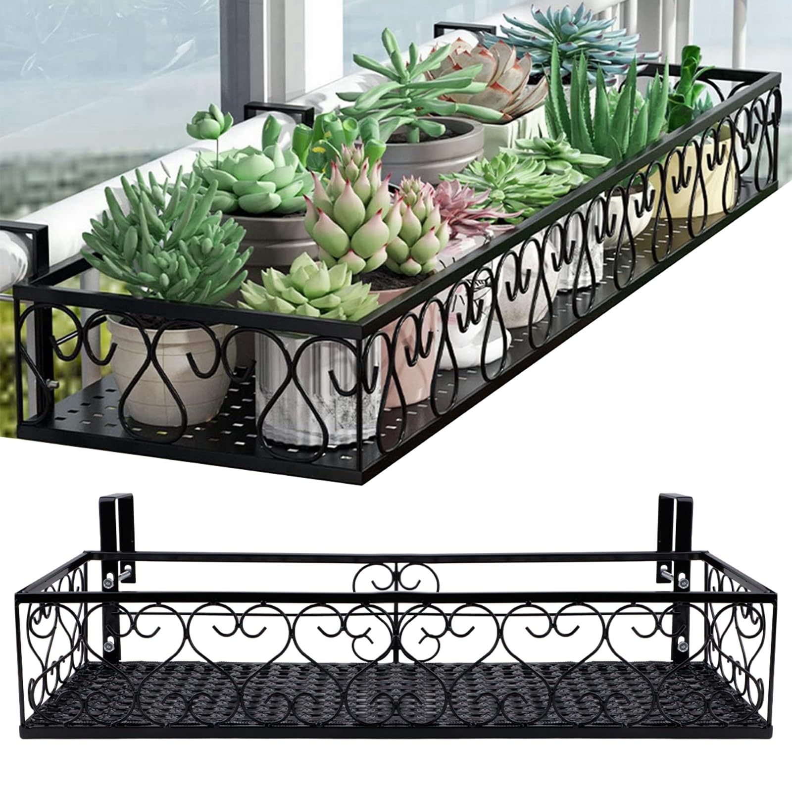 QUMENEY front view of railing planter showing clean lines and capacity