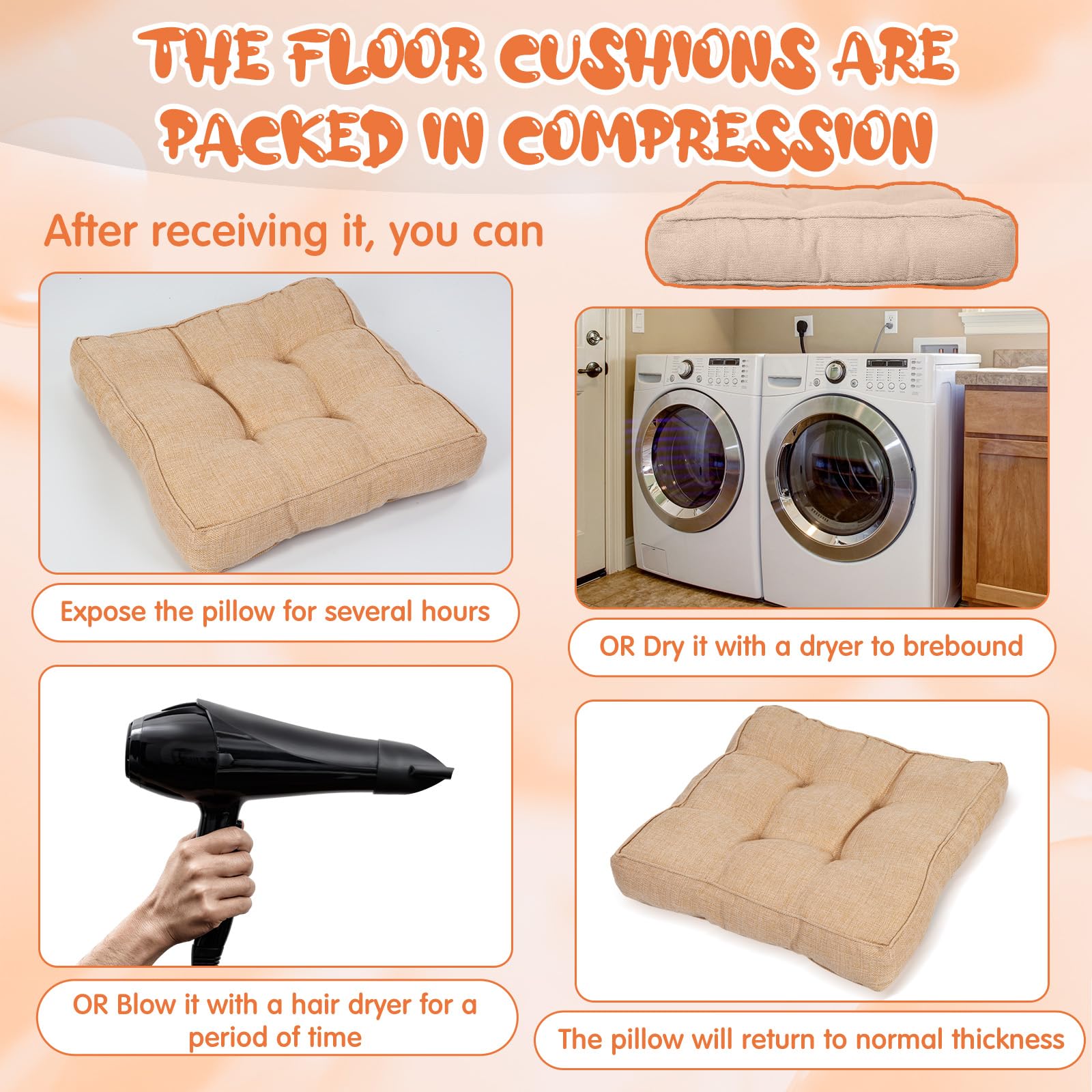 Qunclay cushion used for meditation showing comfortable floor support