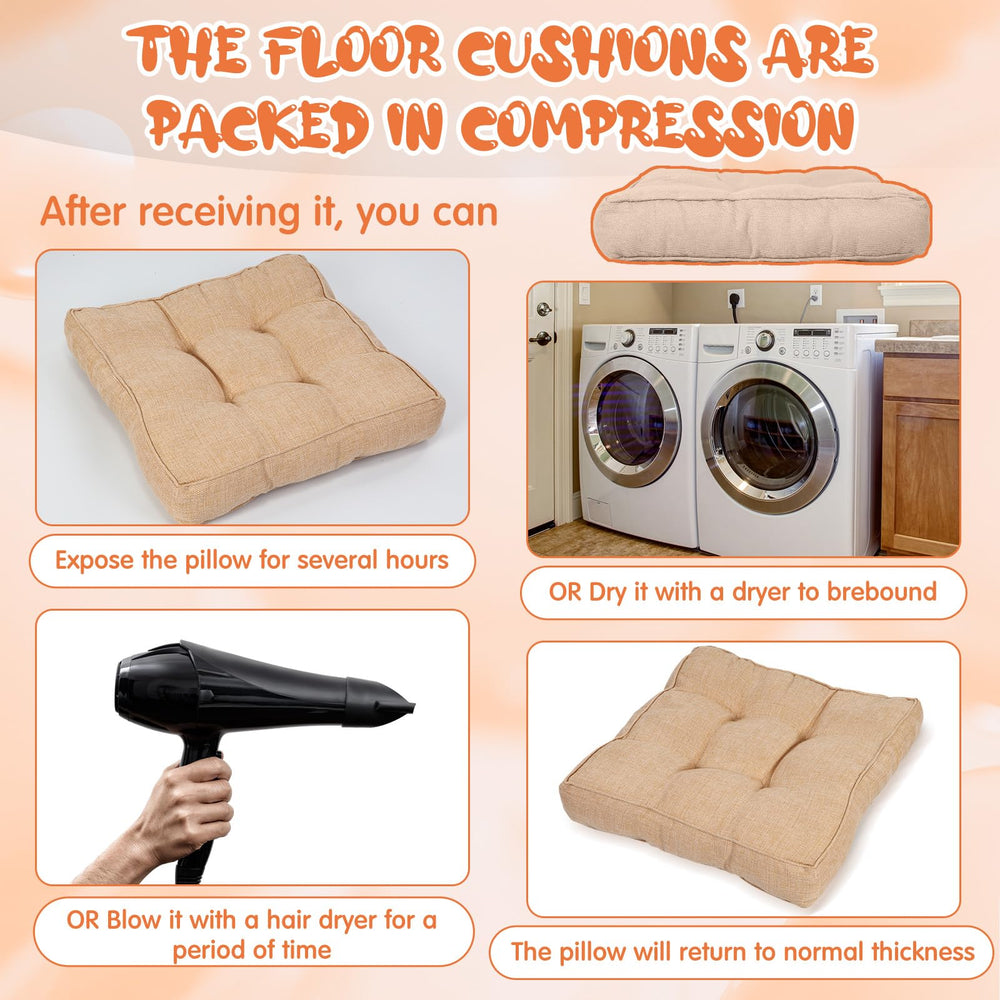 Qunclay cushion used for meditation showing comfortable floor support