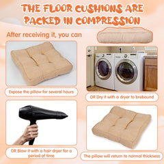 Qunclay cushion used for meditation showing comfortable floor support