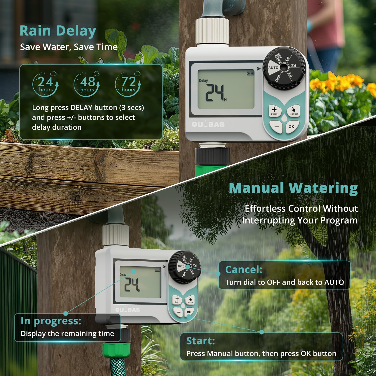 QUOBAS weatherproof seal and IP54 marking for durable outdoor protection