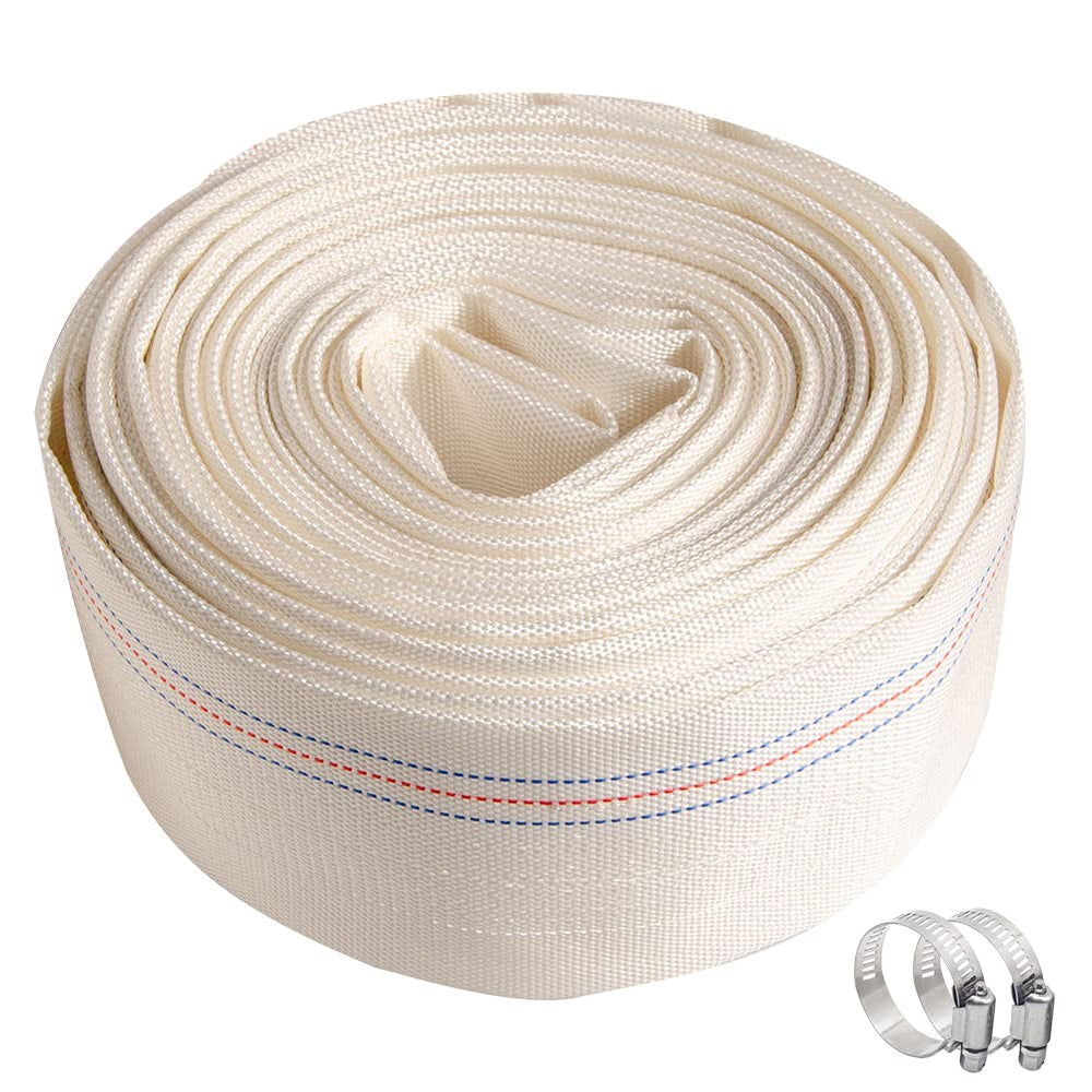 QuQuyi front view of coiled lay-flat hose showing compact storage benefit