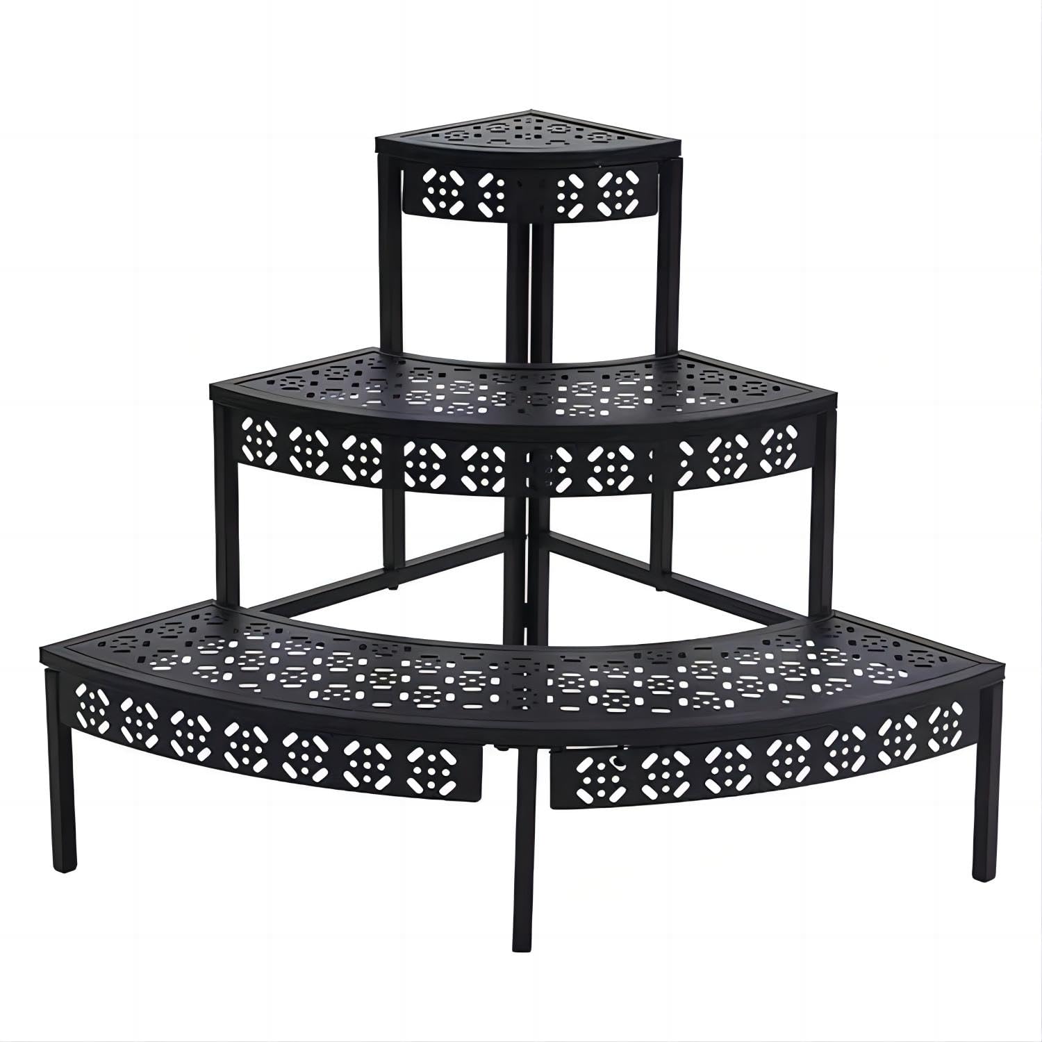 Qusimi front view plant stand showing three tiers and sleek finish for organized display