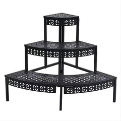 Qusimi front view plant stand showing three tiers and sleek finish for organized display