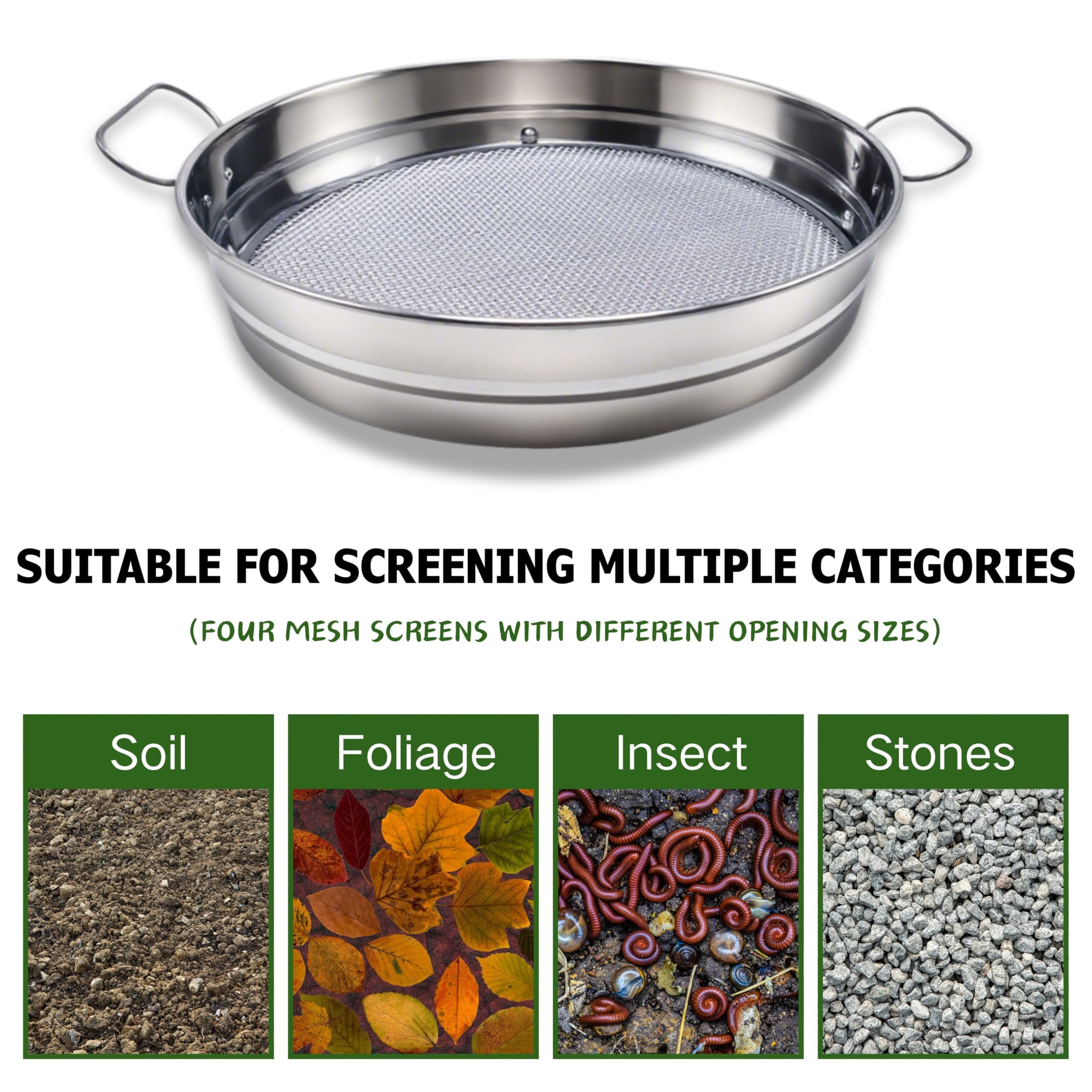 QUTIING sifter closeup 9mm mesh showing coarse screening for rocks and roots