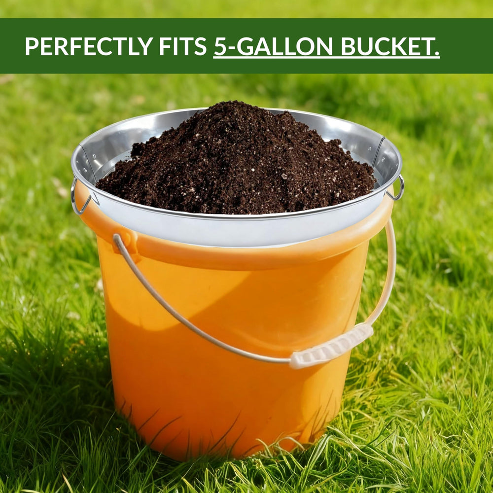 QUTIING sifter being used to sieve compost to remove rocks and debris