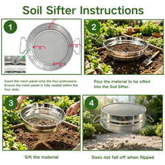 QUTIING soil sifter seated on a 5-gallon bucket for easy collection and speed