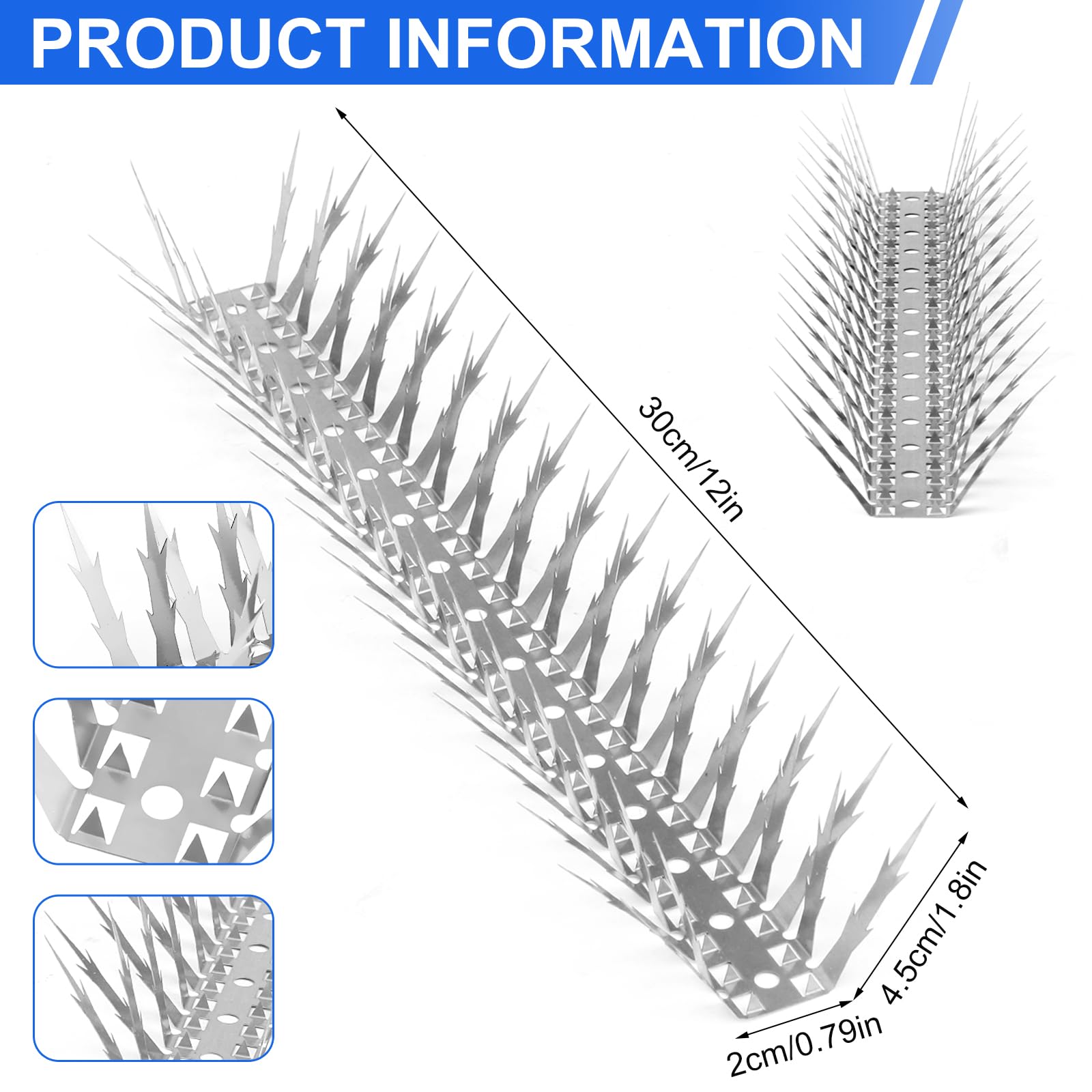 Quunoot spikes installed on a garden fence preventing birds and pests from perching