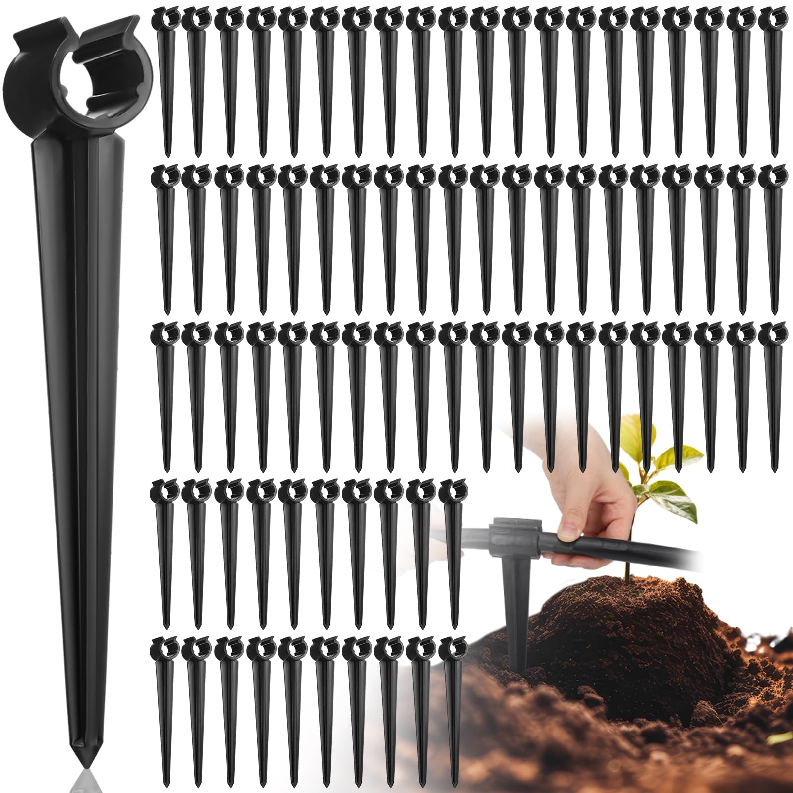 Quzzil front packaging showing 100 stakes and storage bag for easy organization