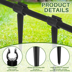 Quzzil stakes installed in a vegetable bed delivering tidy irrigation lines