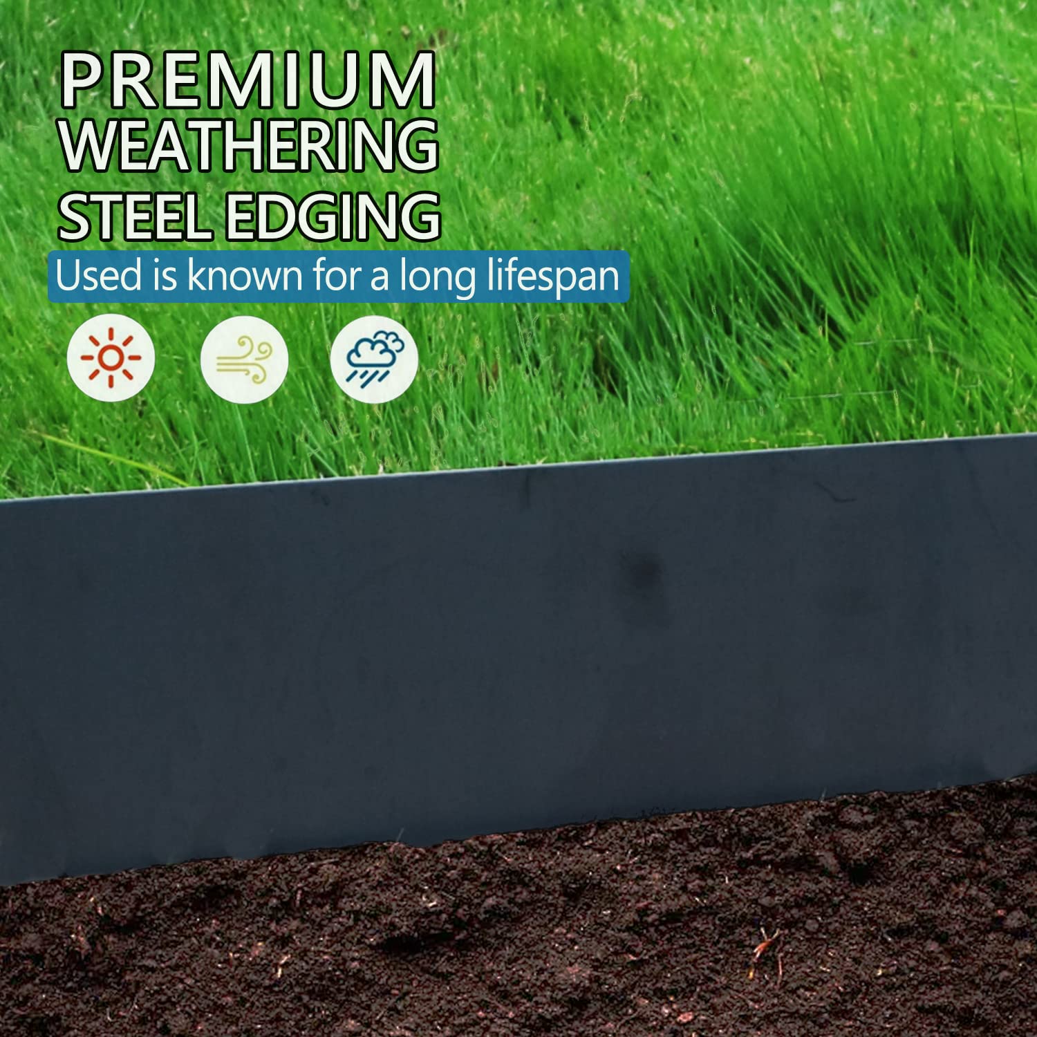 QVQE edging installed in soil showing secure hold and neat lawn separation