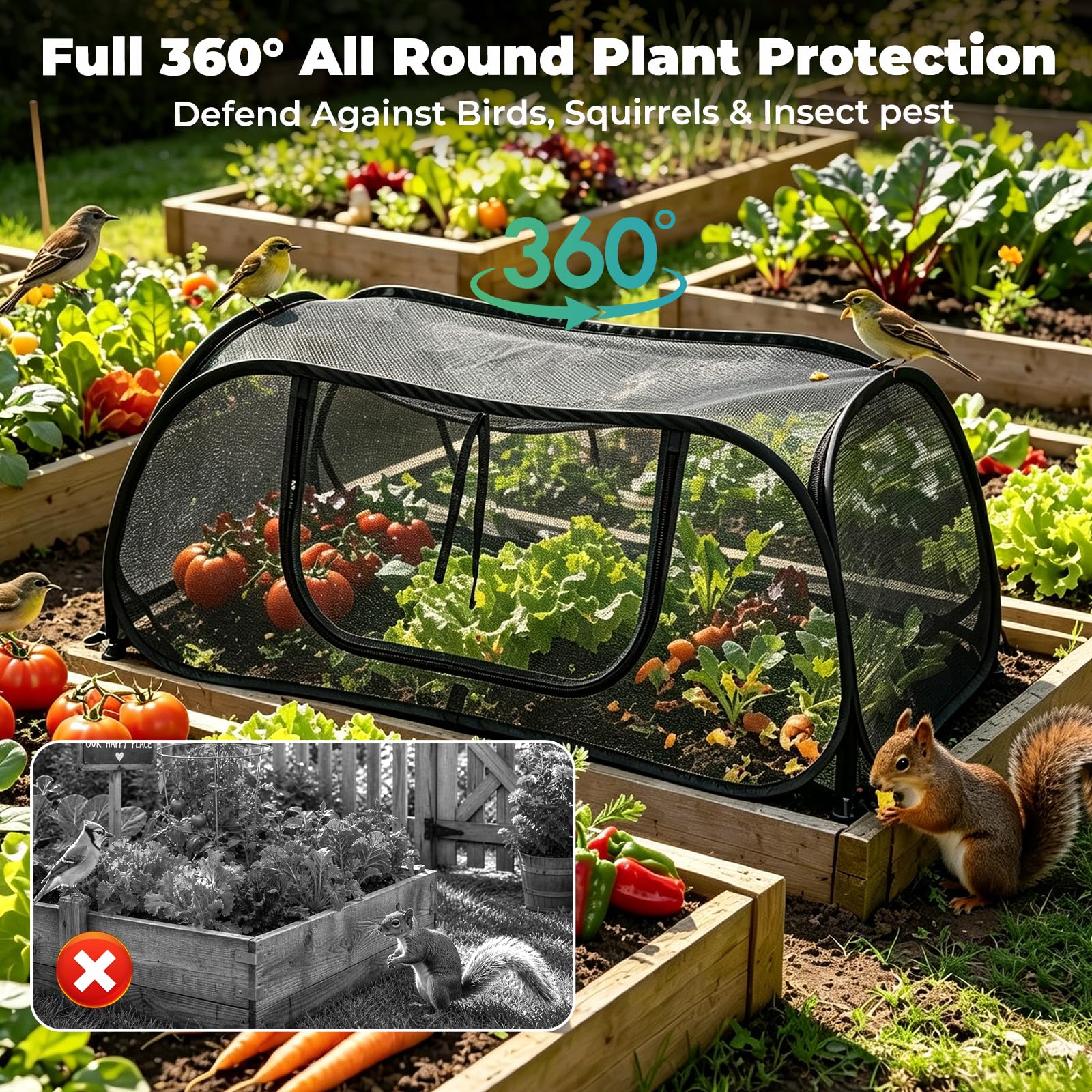 QwayHome roll-up zipper door open for easy access and quick plant care benefit