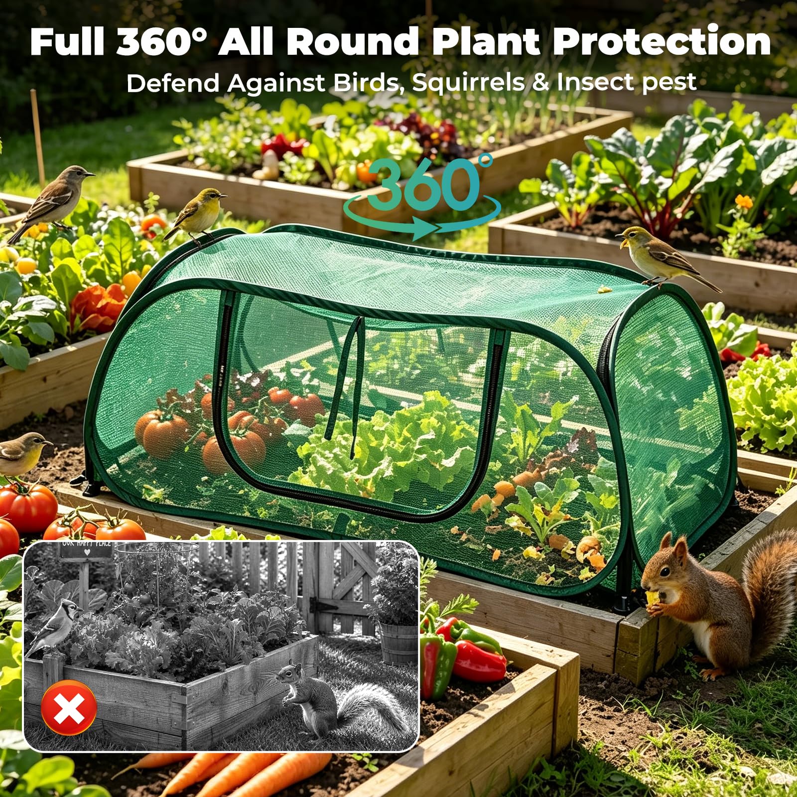 QwayHome zipper door open for easy watering and plant access