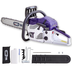 QWD front view assembled chainsaw showing compact design and ready-to-use benefit