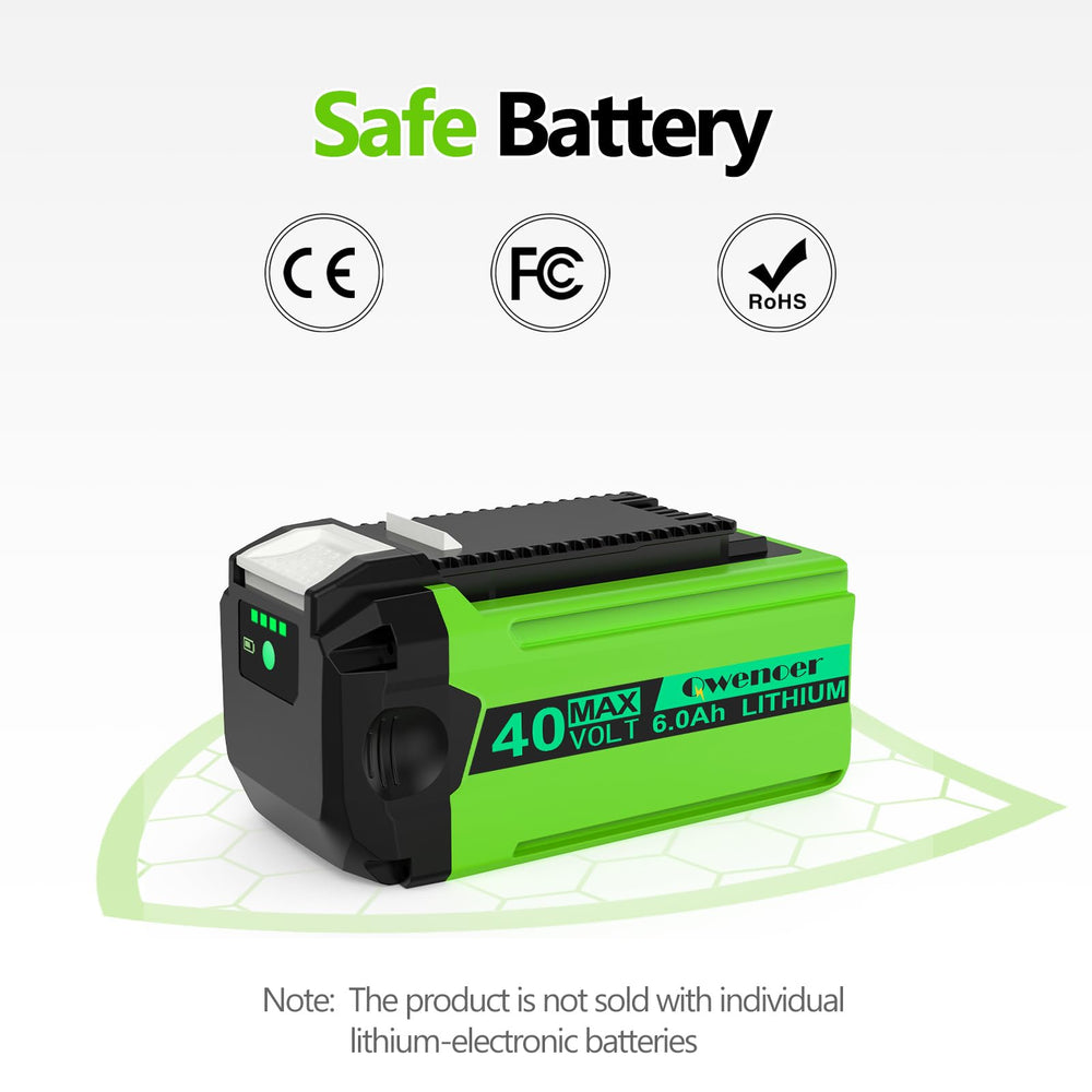 Qwenoer battery installed in mower demonstrating longer runtime benefit
