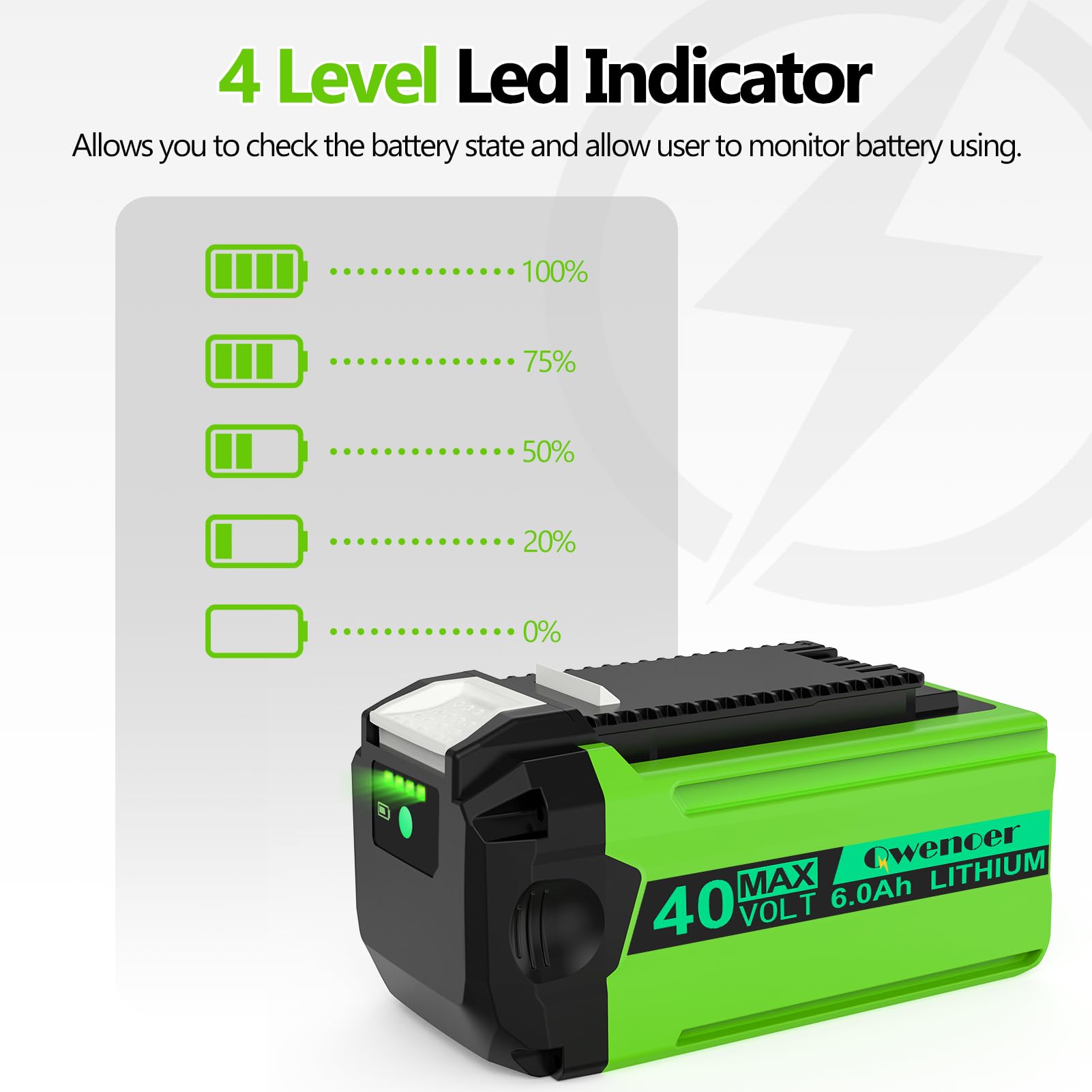 Qwenoer battery held in hand showing compact scale and easy installation