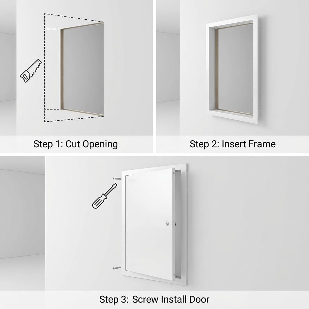 QWORK door in painted wall illustrating paintable surface for seamless match