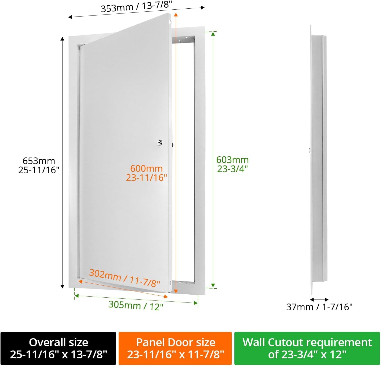 QWORK door beside ruler for size comparison and accurate scale verification