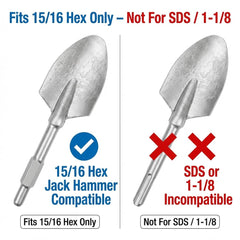 QWORK shovel bit attached to hammer digging clay for faster soil removal