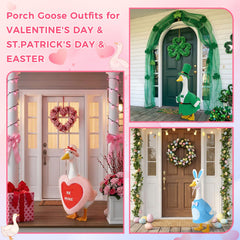 QYCHHJ St Patrick outfit displayed on a porch goose demonstrating festive charm