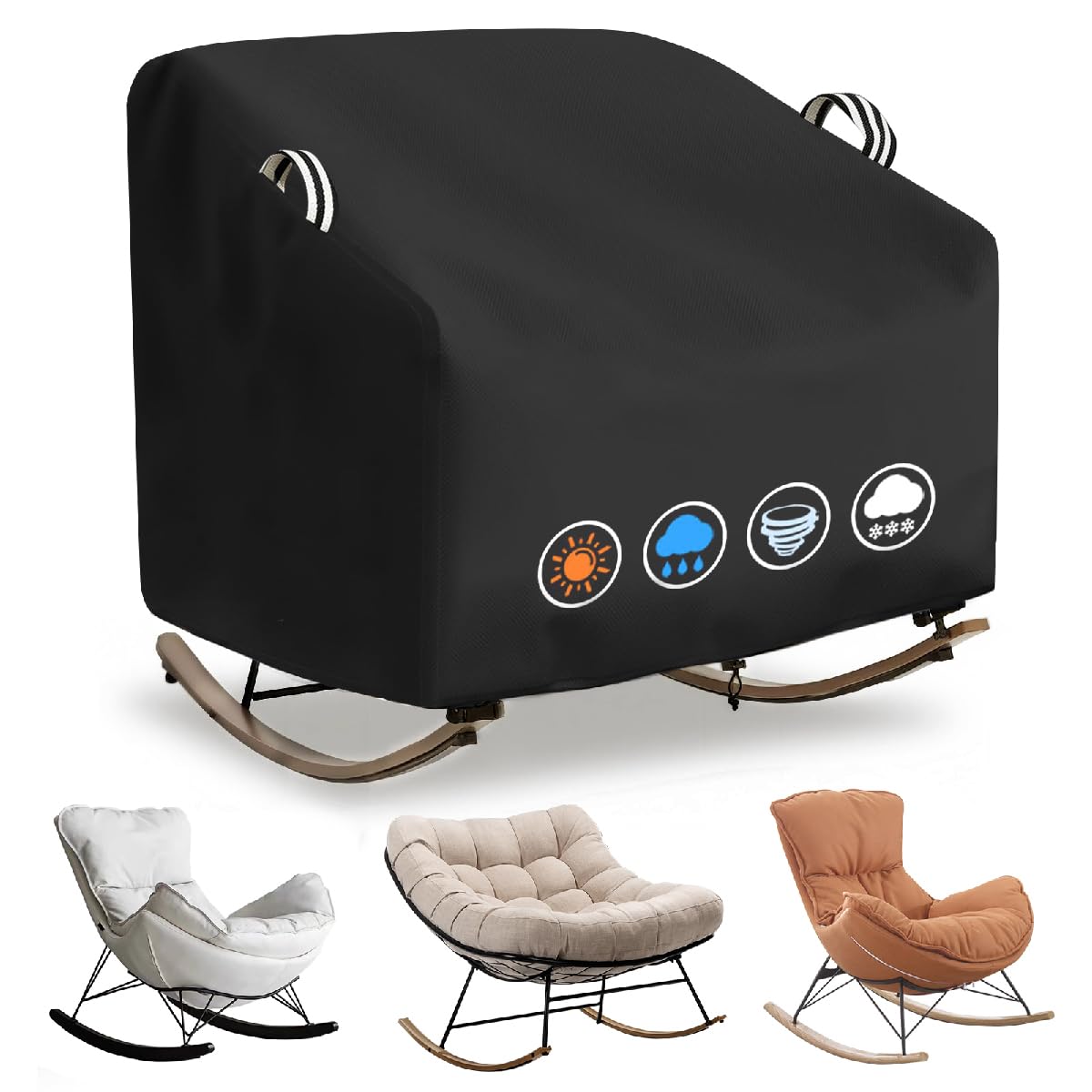 QYILUARE front view of papasan cover showing full protective fit