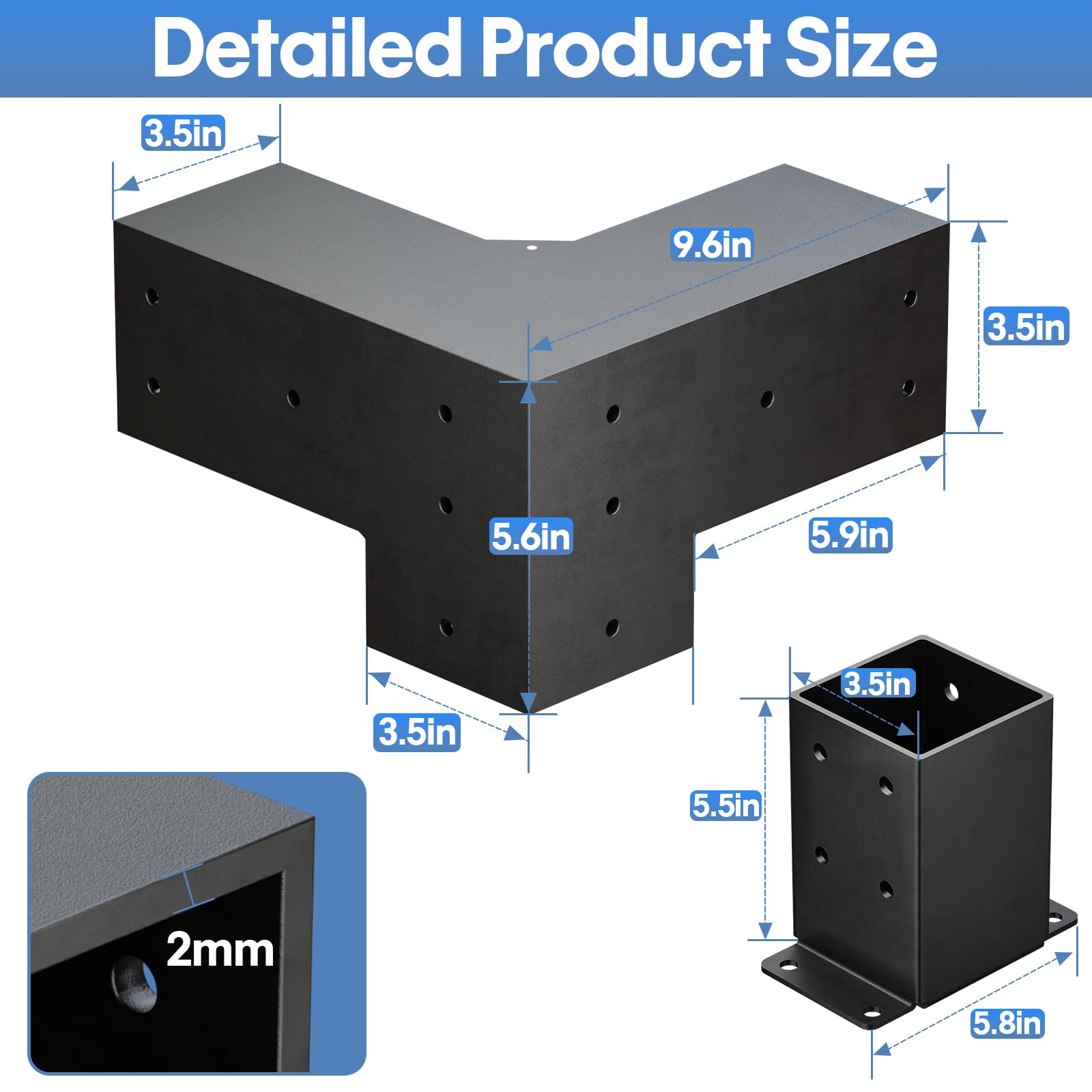 QZER close-up of welded steel bracket highlighting reinforced joints and durability