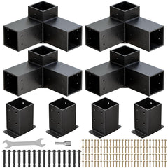 QZER front packaging of pergola bracket kit showing included components and benefits