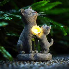 QZFFZQ mother and kitten statue front view adds charm to patio