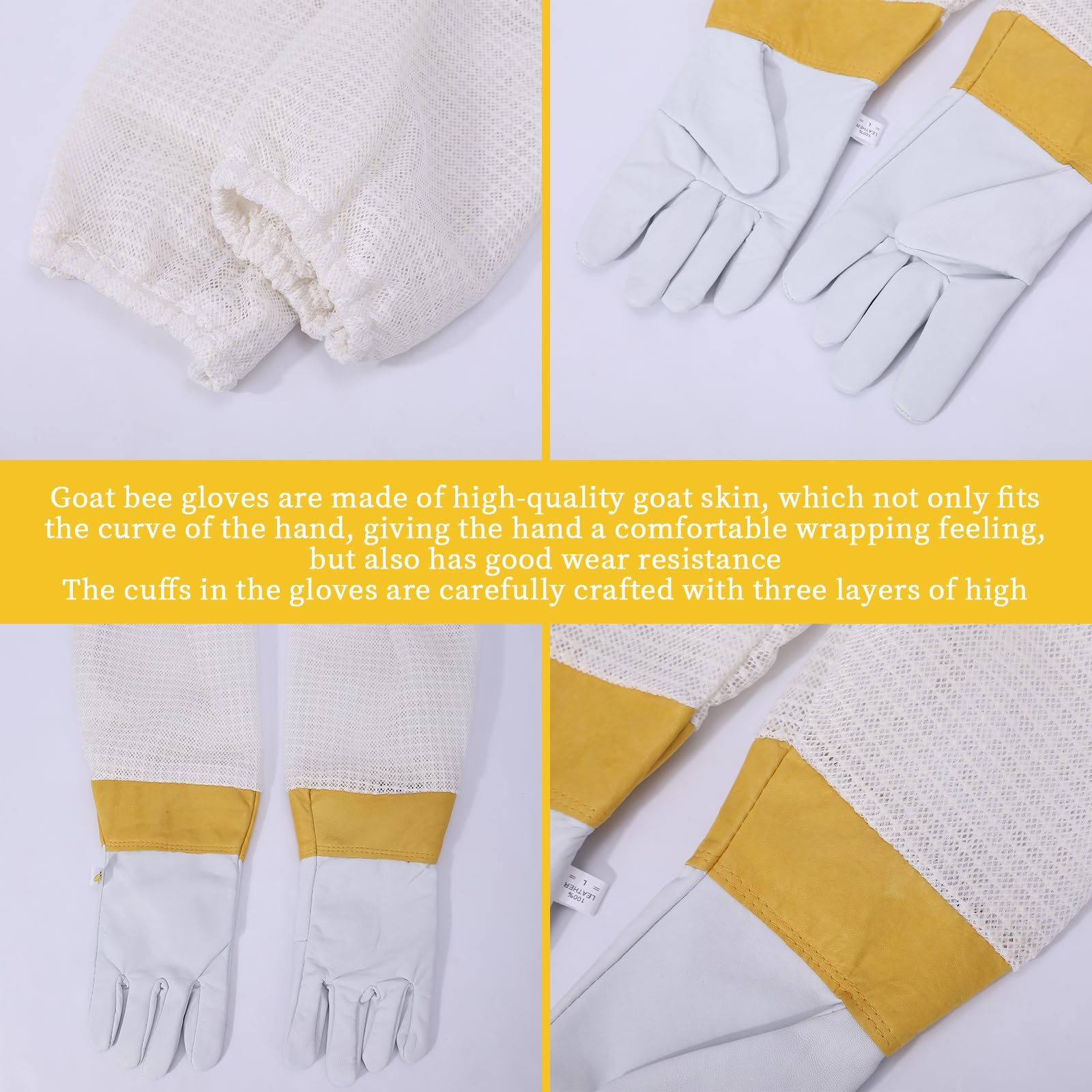 QHZHANG goatskin glove close-up showing dexterity and wear protection