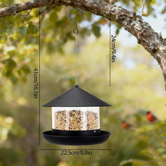 QZLOHOM wide tray with birds feeding together, allowing multiple birds to perch